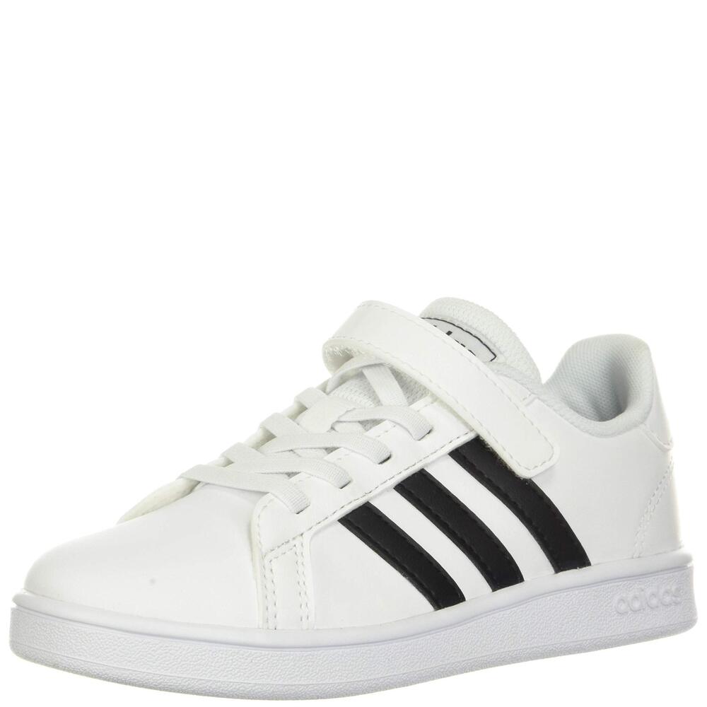 ADIDAS UNISEX GRAND COURT SNEAKER, BLACK/WHITE, 11K M US LITTLE KID